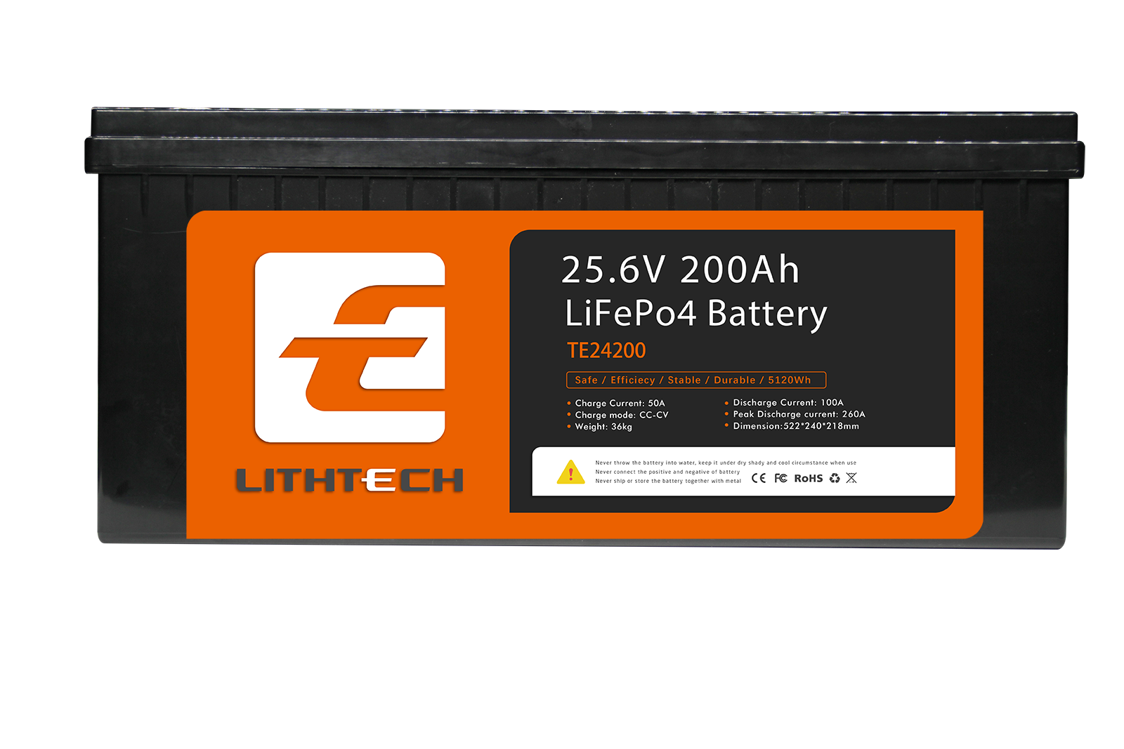 Lithtech TE24200 LiFePO4 Lithiumbatterie 24 V 200 Ah für netzunabhängige Speicherung von Solarwindenergie