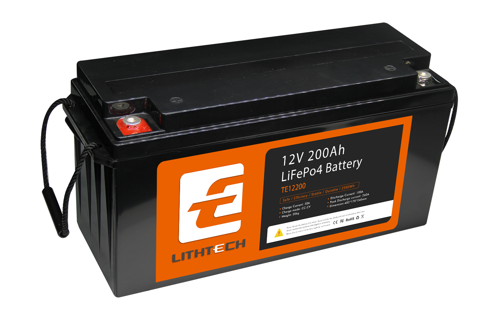5 Jahre Garantie Lithtech TE12200 12 V 100 Ah 5000+ Zyklen 100 Ah 12 V Lifepo4 Lithium-Batterie